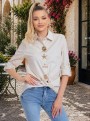 Mayo chix Elektra blúz bézs és  világoskék színben 