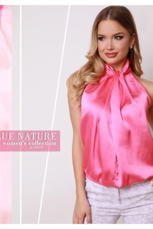 Blue nature Léda selyem felső  pink, zöld, bézs színben 