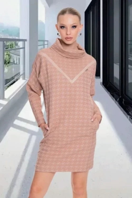 Mayo chix Hortenzia mintás ruha bézs