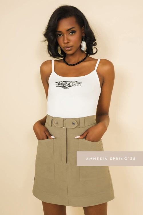 Amnesia Glenda top - ekrü, khaki