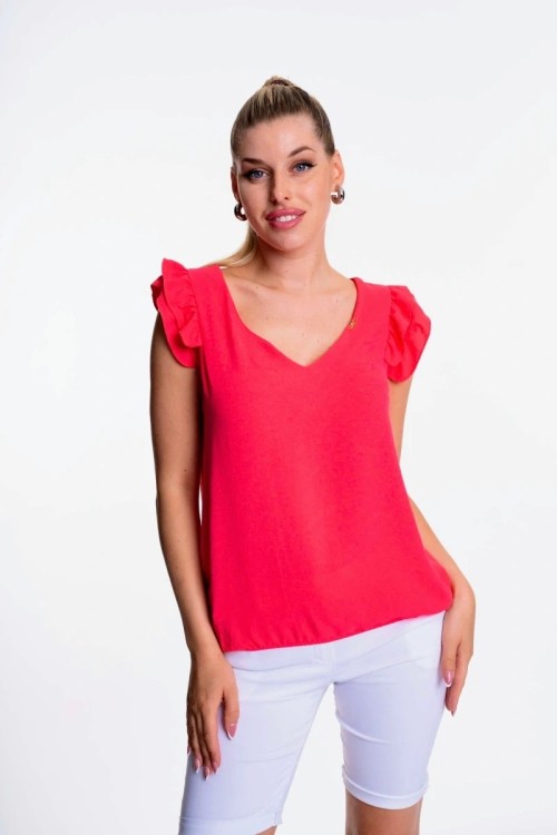 Mayo Chix Collins krepp blúz  világoskék, fekete színben