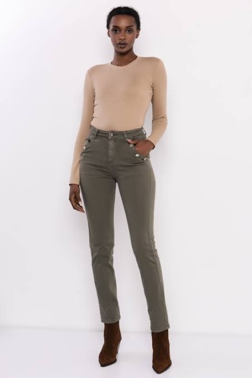 Amnesia Zenna farmer nadrág khaki színben 