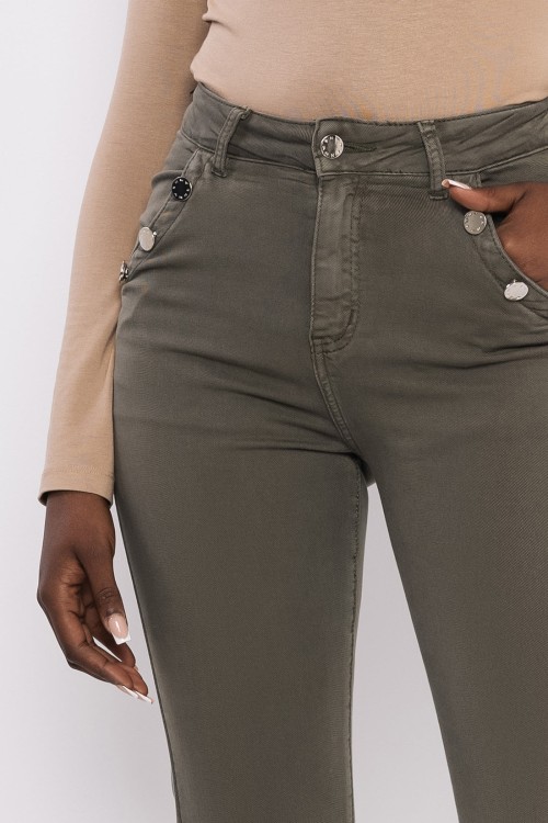 Amnesia Zenna farmer nadrág khaki színben 