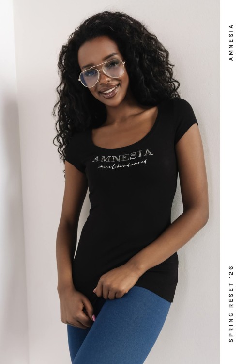 Amnesia Xerox felső fekete, sárga színben 