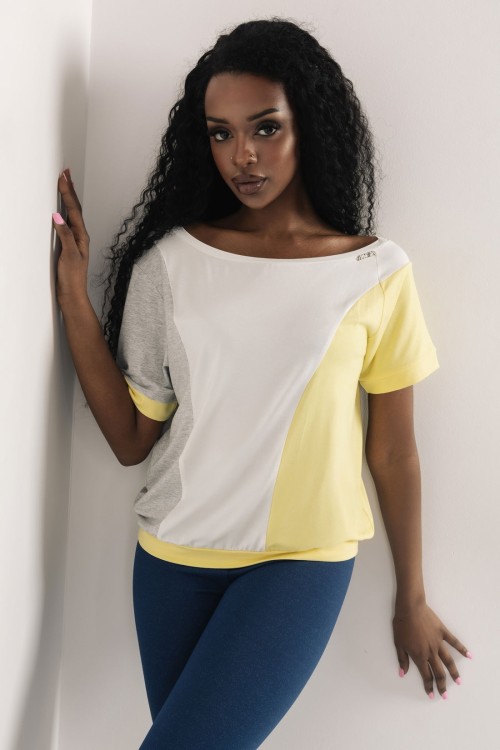 Amnesia Bator felső szürke/sárga/ekrü színben 