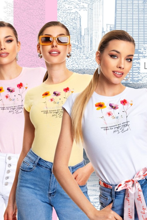 Mayo chix Light póló virágokkal ekrü színben 