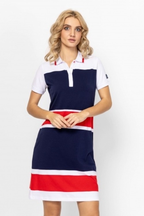 Heavytools Vecras26 tricolor női galléros pamutruha 