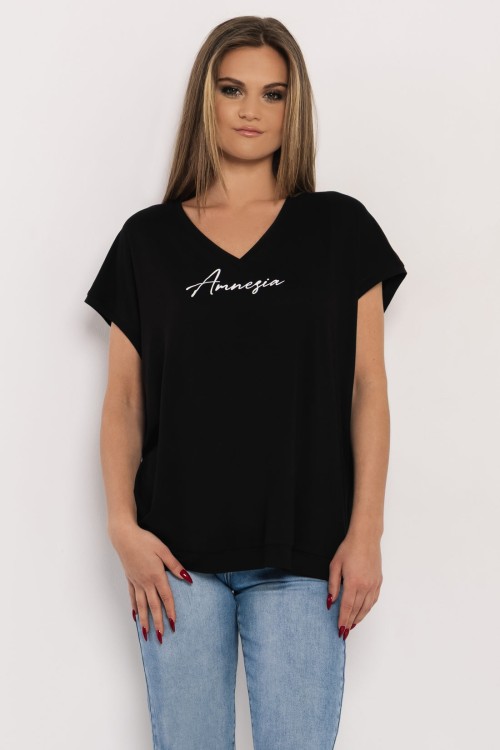 Amnesia Rezi felső  fekete, pink, farmerkék színben 