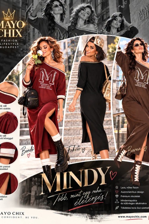 Mayo Chix Mindy ruha hosszú, 3/4es ujjú barna, fekete, bordó színben