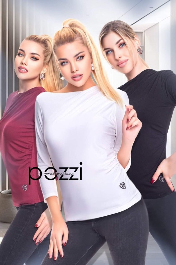 Mayo chix Pozzi felső  kis csili felirattal bézs,  barna színekben 