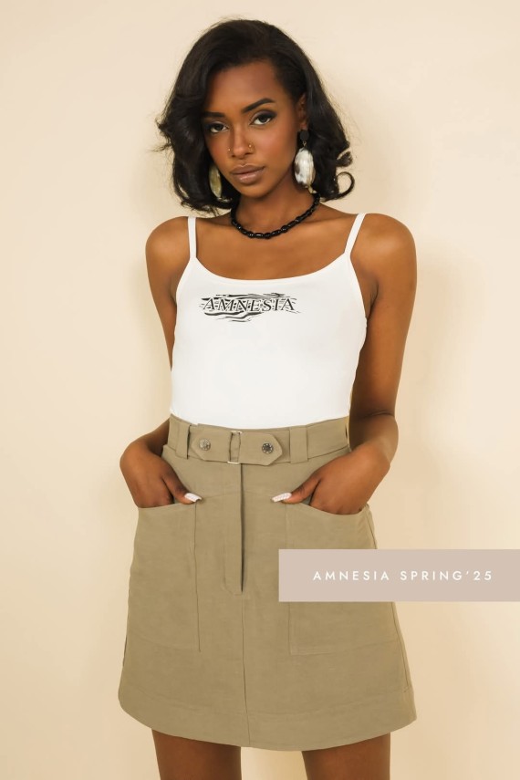 Amnesia Glenda top - ekrü, khaki