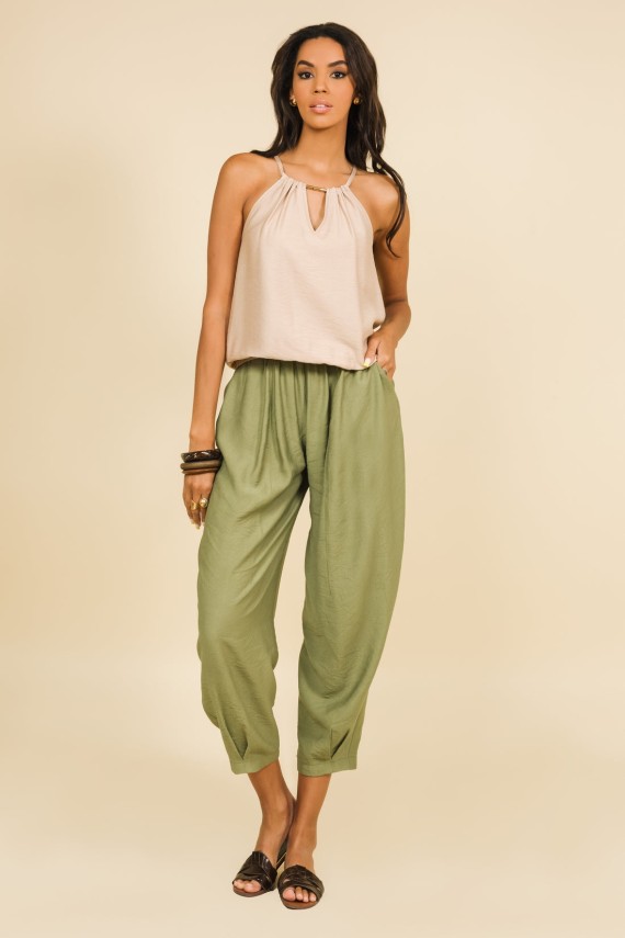 Amnesia Szinka top bézs színben 