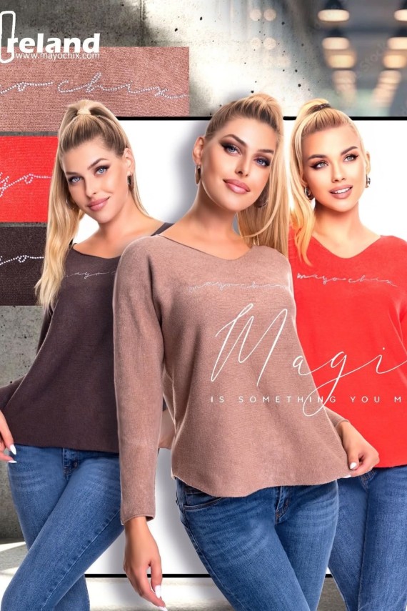 Mayo Chix Ireland pulóver  ekrü  és fekete színben kis chili felirattal 