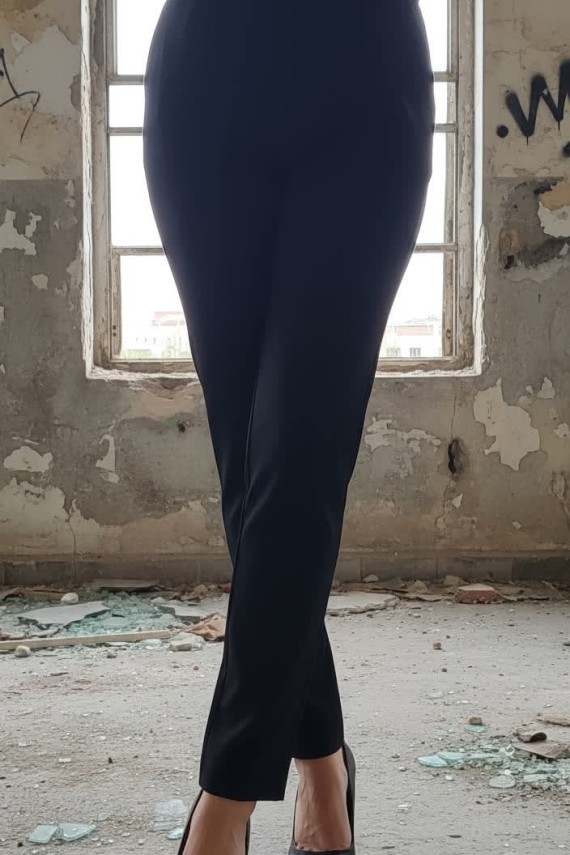 Rensix fekete csinos öves nadrág 