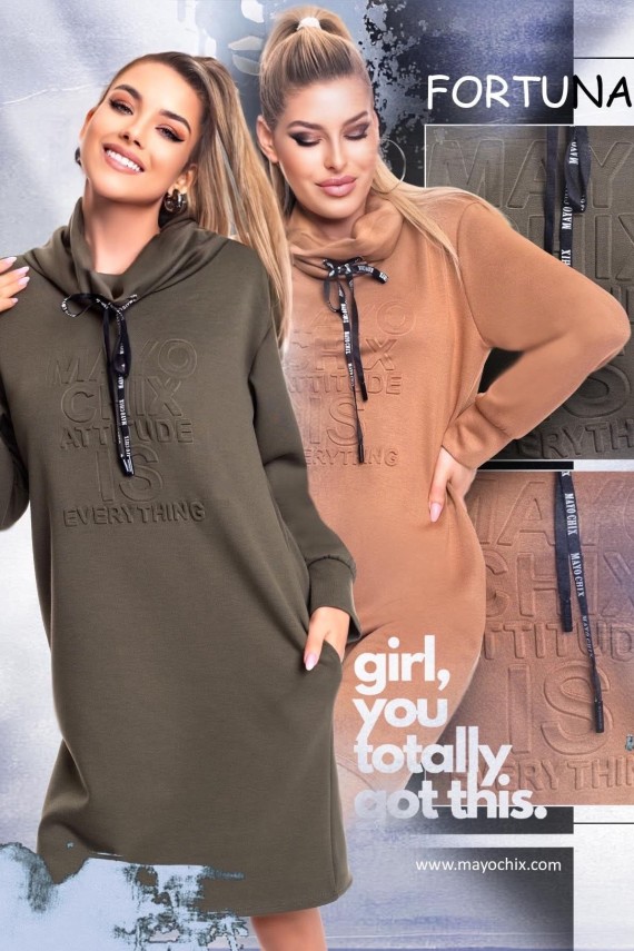 Mayo chix Fortunato ruha khaki  színben 