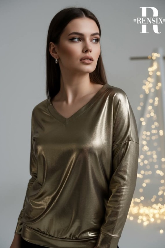 Rensix csillogó alkalmi felső arany  színben 