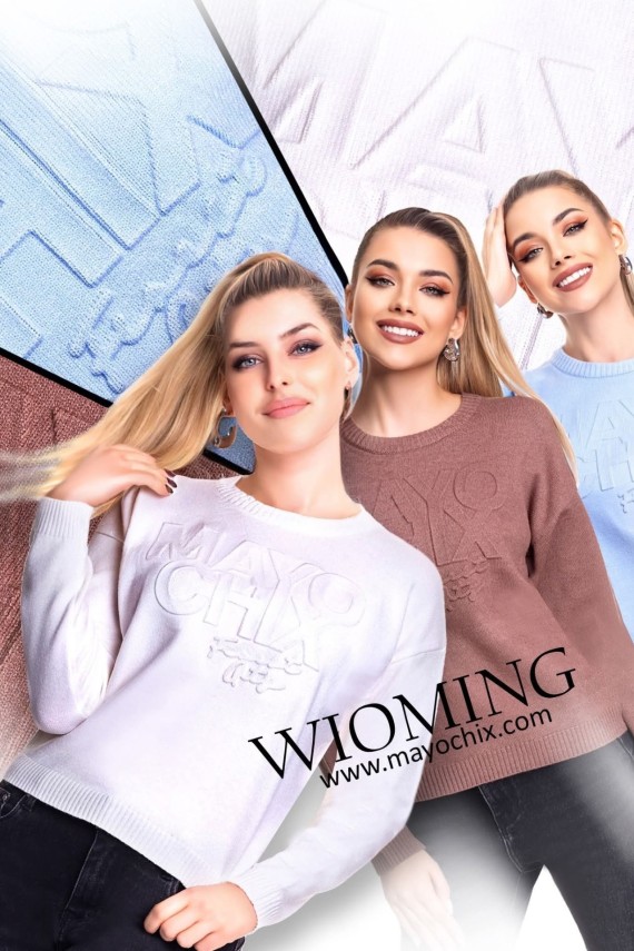 Mayo chix Wioming kötött pulóver szürke,  fekete,  rózsaszín színben 