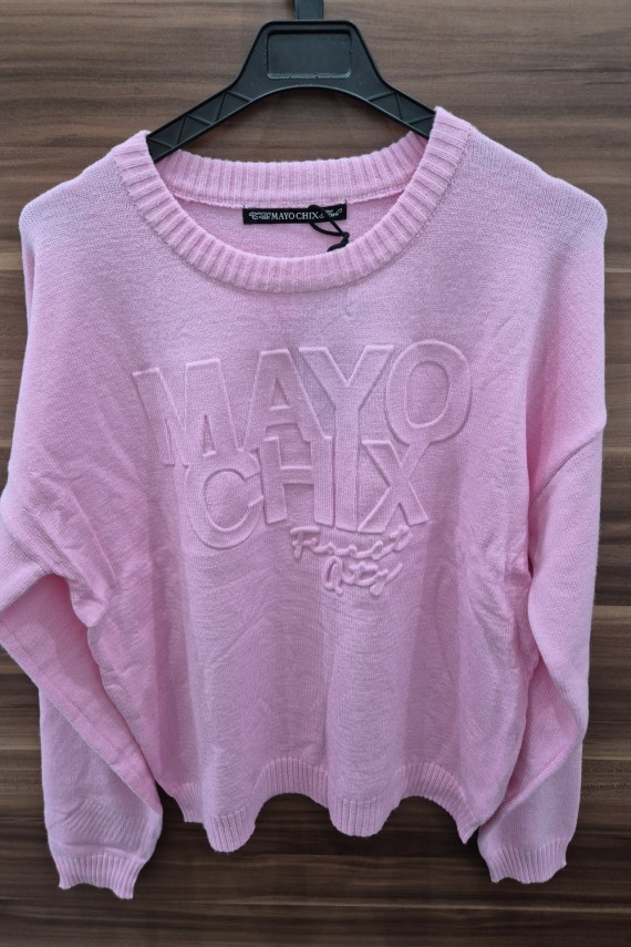 Mayo chix Wioming kötött pulóver szürke,  fekete,  rózsaszín színben 