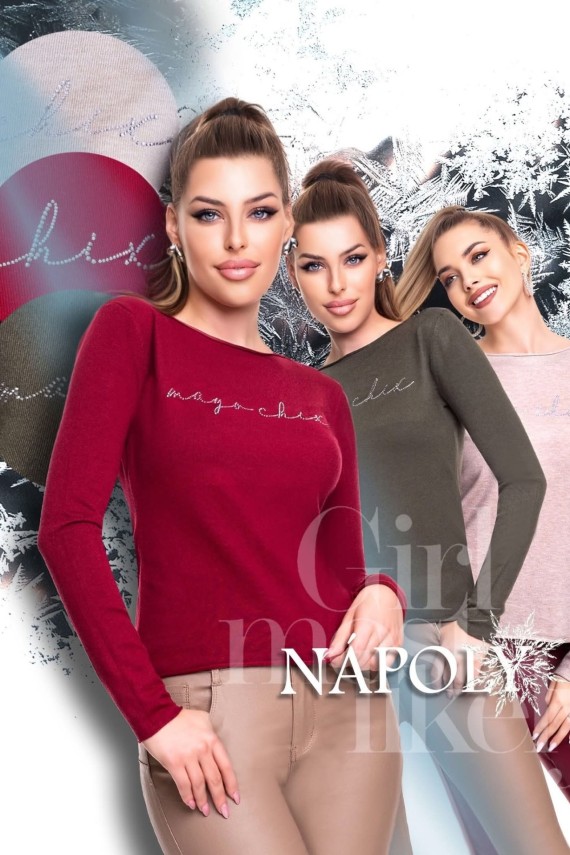 Mayo chix Nápoly pulóver kis chili felirattal  fekete  színben 