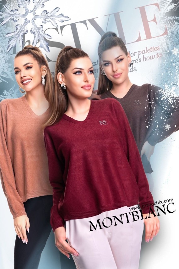 Mayo chix Montblanc pulóver fekete, bézs, barna, korall, púder, bordít színben 