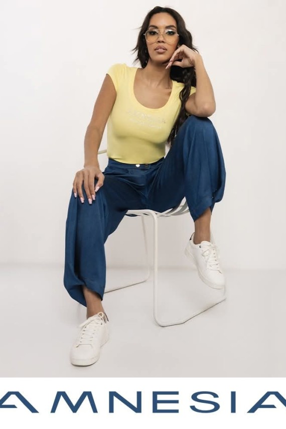 Amnesia Xerox felső fekete, sárga színben 