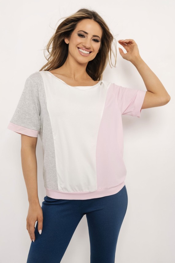 Amnesia Bator felső szürke/rózsaszín/ekrü 