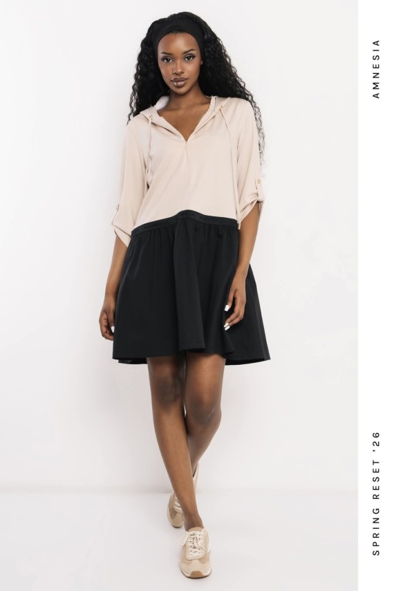 Amnesia Bata ruha fekete/bézs színben 