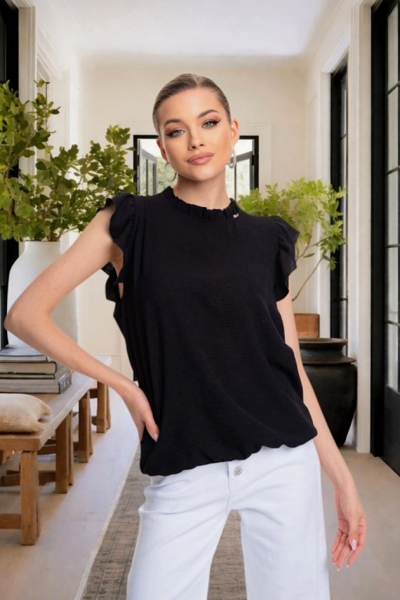 Mayo chix Elle krepp blúz fekete, világoskék, sárga, ekrü színben 