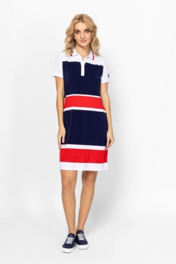 Heavytools Vecras26 tricolor női galléros pamutruha 