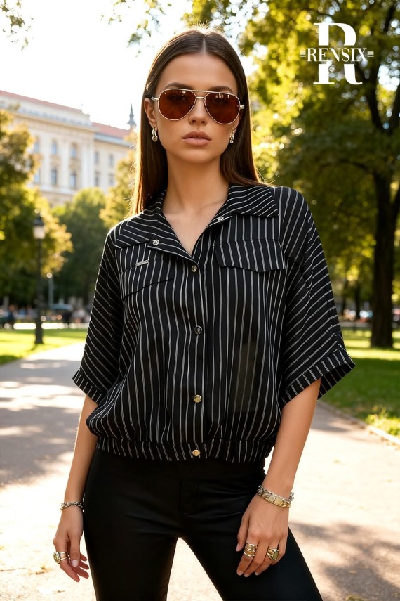 Rensix csíkos fekete felső 