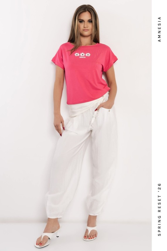 Amnesia Dodi felső fekete, pink, ekrü színben 