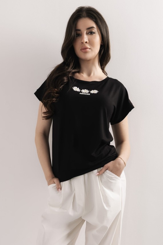 Amnesia Dodi felső fekete, pink, ekrü színben 