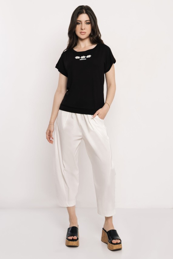 Amnesia Dodi felső fekete, pink, ekrü színben 