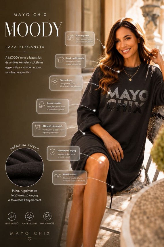 Mayo chix Mody ruha csokibarna,  , bézs, bordó, fekete, padlizsán,  khaki színben 