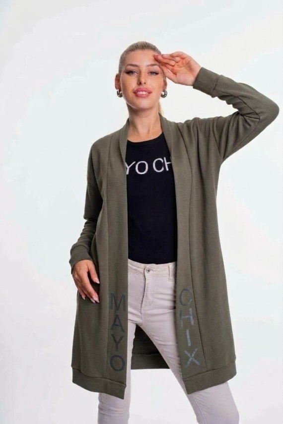 Mayo chix Milla kardigán khaki színben 