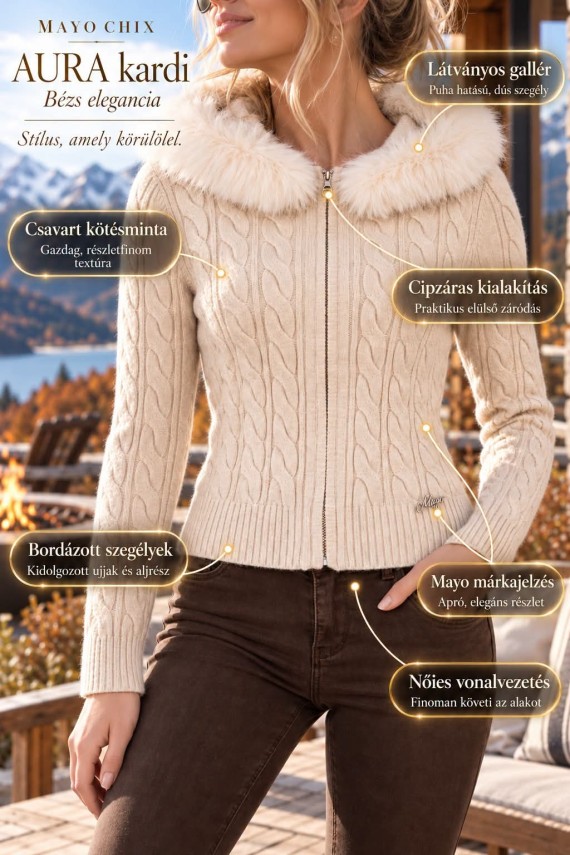 Mayo chix Aura kardigán ekrü színben 